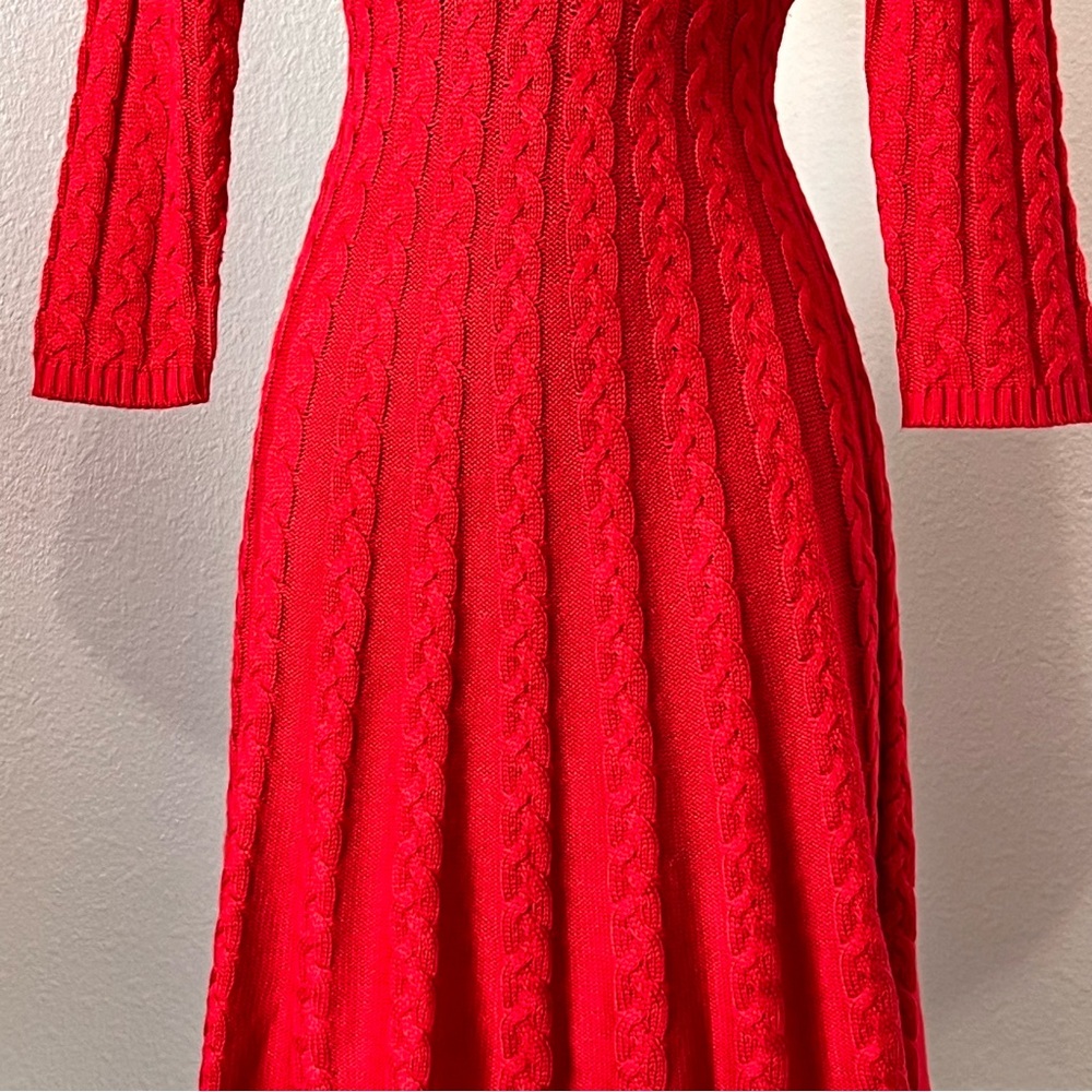 Red cable knit sweater dress 🍷